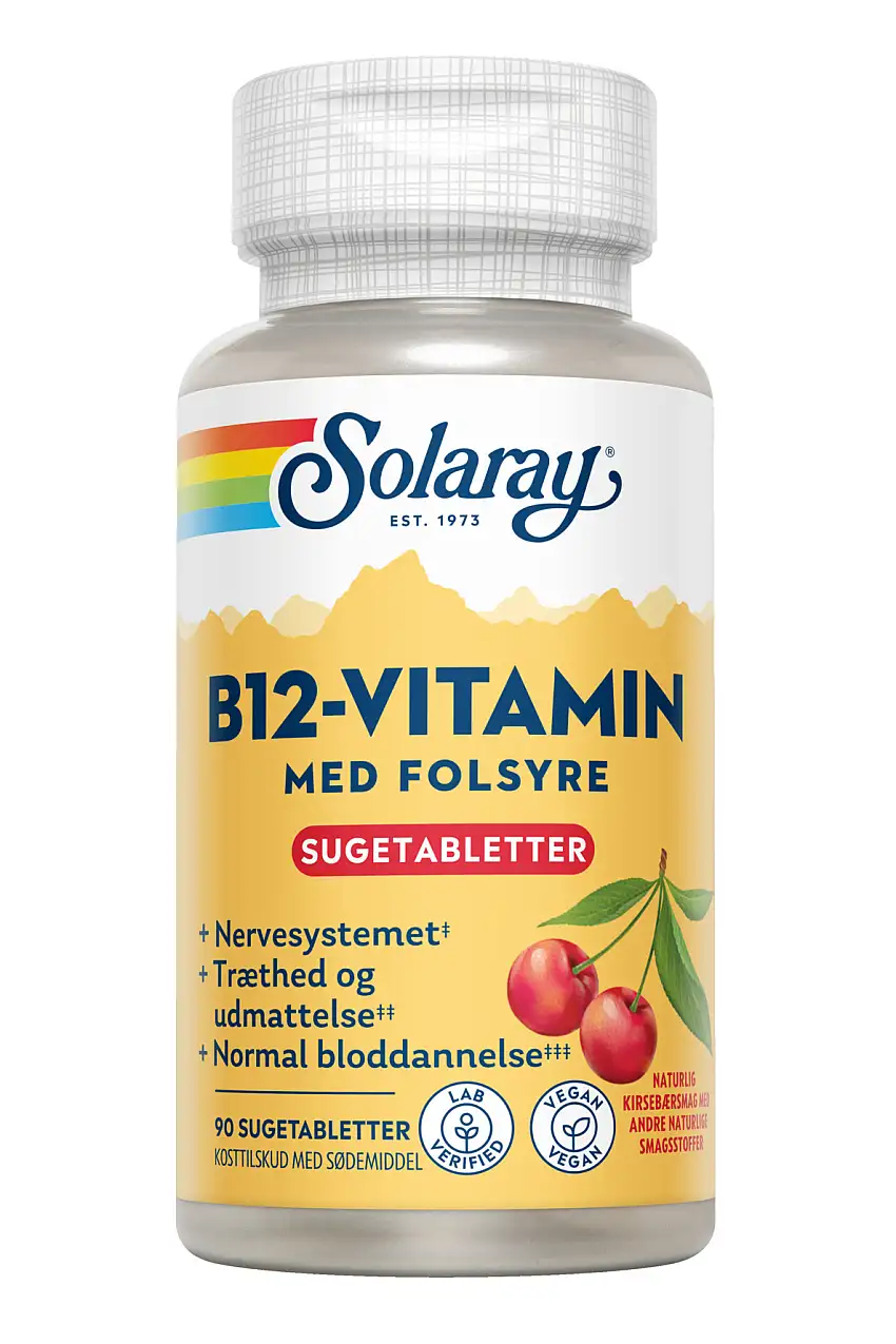 Solaray B12-Vitamin med Folsyre 90 Stk.