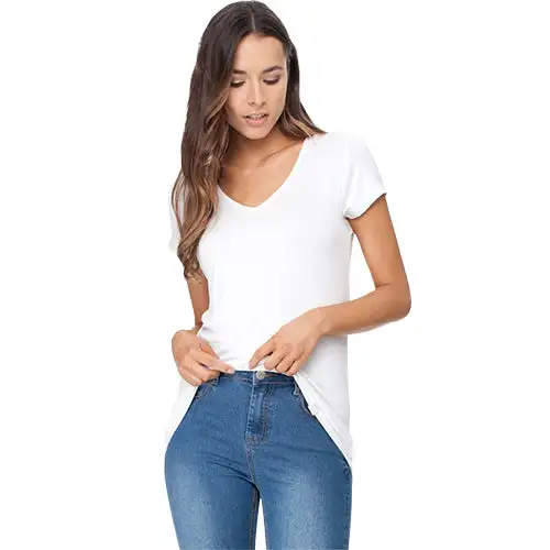 Women´s V-Neck T-Shirt hvid str. M