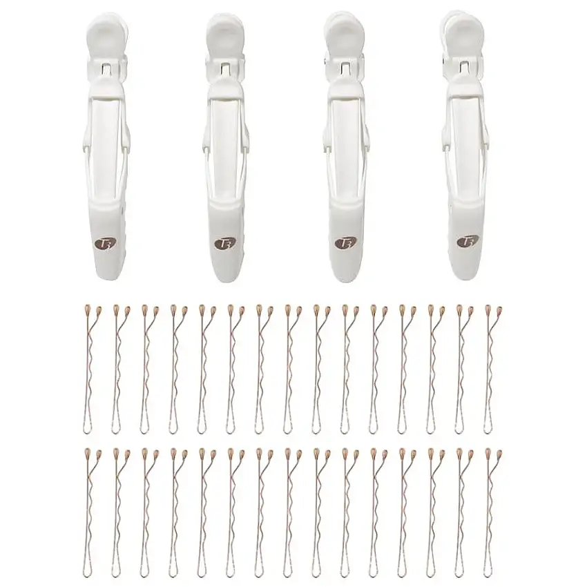 T3 Tilbehør Clip Kit with 4 Alligator Clips and 30 Rose Gold Bobby Pins 4 rumklemmer + 30 hårklemmer / 1 Stk.