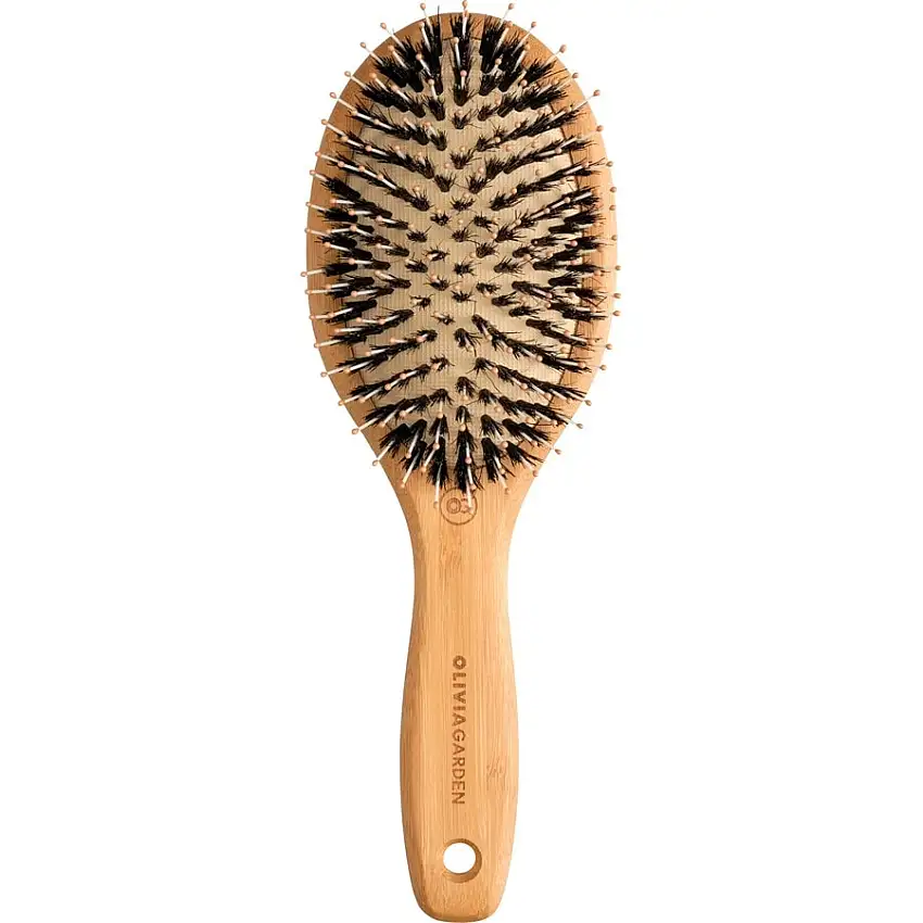 Olivia Garden Bamboo Touch Pneumatisk børste fremstillet af bambus Med vildsvin/nylon-børster Størrelse M / 1 Stk.