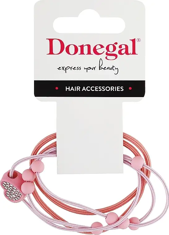 Hårelastikker, FA-5697+2, lyserød + lilla med hjerter og perler 40332848