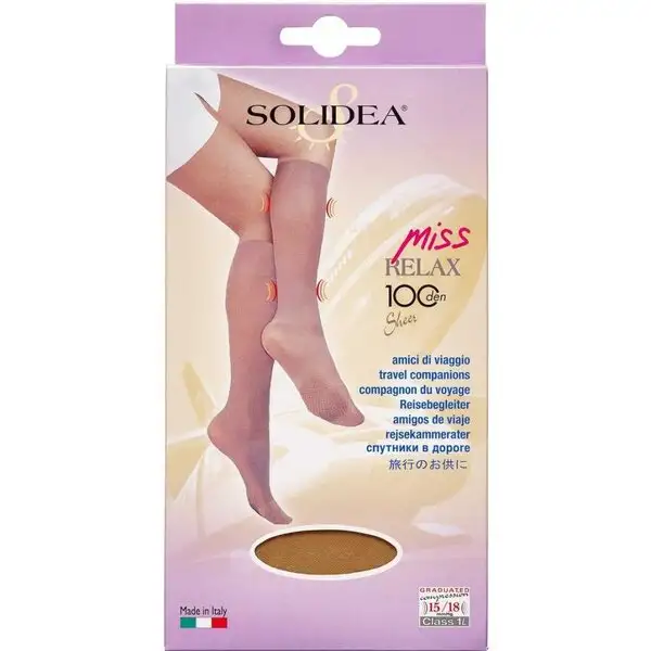 SOLIDEA MISS RELAX 100 SHEER KNÆSTRØMPE (L/CAMEL)