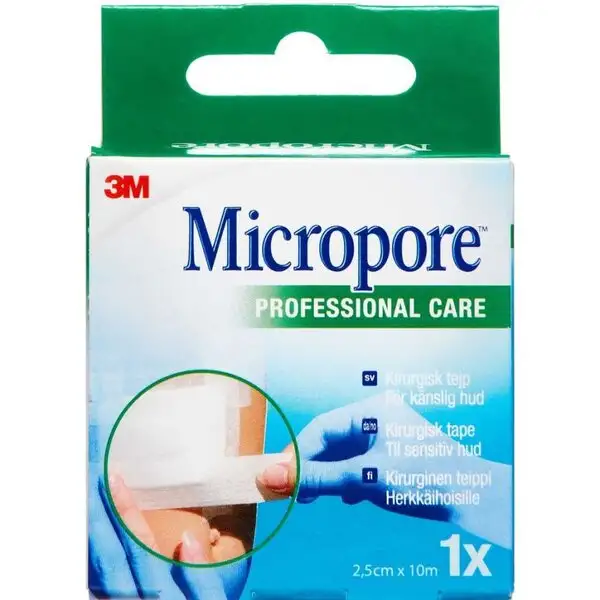 3M MICROPORE PAPIRTAPE (HVID, 2,5 CM)