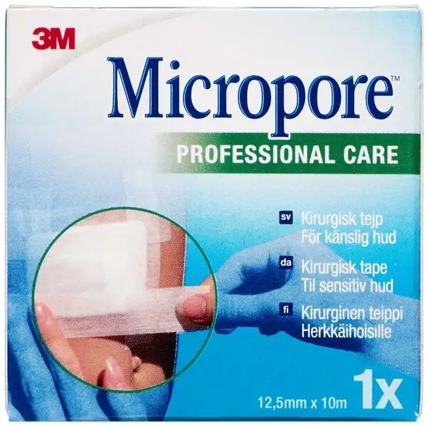 3M MICROPORE PAPIRTAPE (HVID, 1,25 CM)