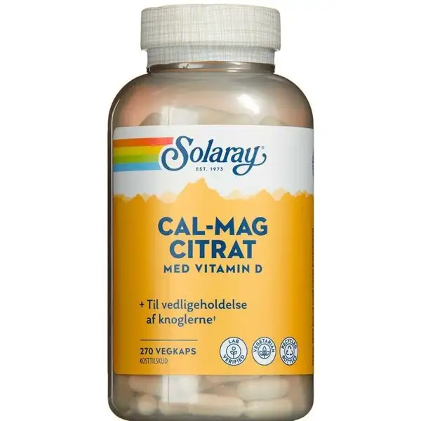 SOLARAY CAL-MAG CITRAT MED VITAMIN D KAPSLER (270 STK)
