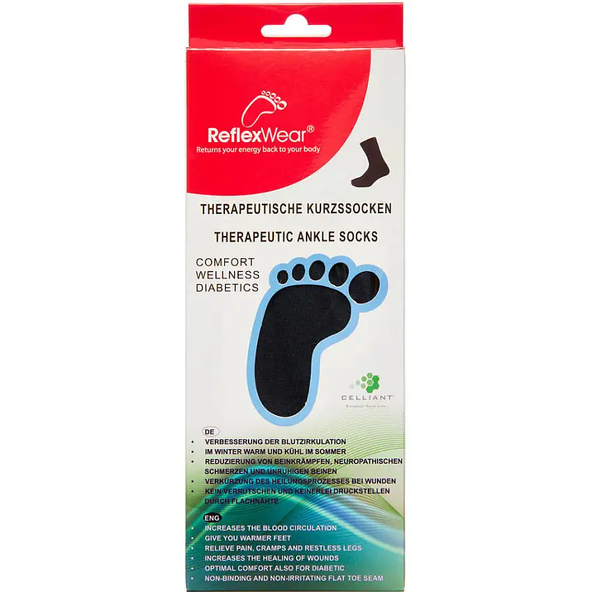 ReflexWear Diabetesstrømpe Tyk, Sort str. 39-42