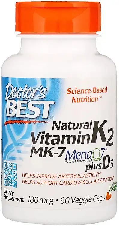 Naturligt vitamin K2 MK-7 med MenAQ7 og vitamin D3, 180 mcg, kapsler 83171923