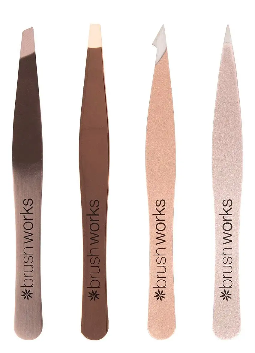 brushworks Combination Tweezer Set Gold 4 stk