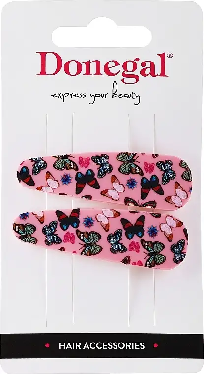 Hårspænde, 2 stk, lyserød med sommerfugle 79500210