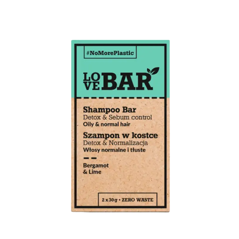 Love Bar Shampoo Bar Detox & Sebum Oily & Normal Hair Bergamot & Lime (2 x 30 g)