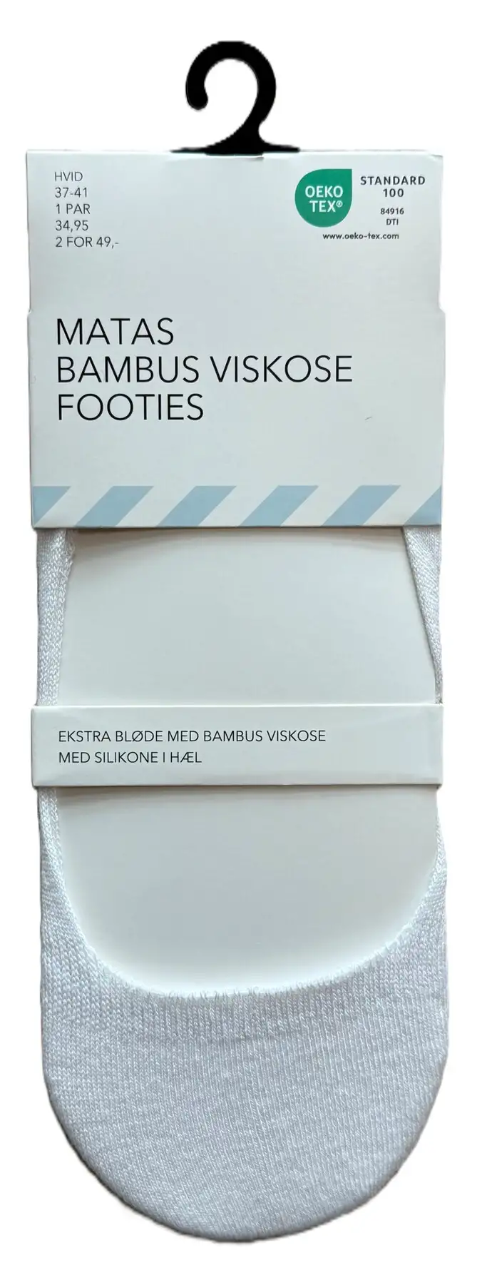 Matas Striber Bambus Viskose Footies Hvid 37-41