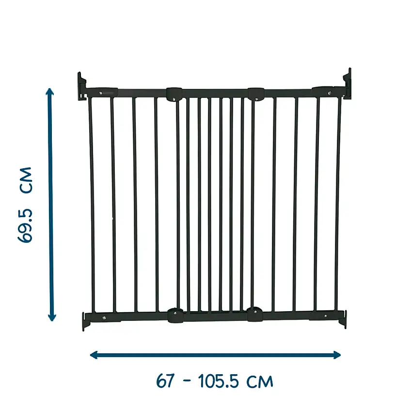 BabyDan Flexi Metal Gitter Vægmonteret Sort 67-1055 cm