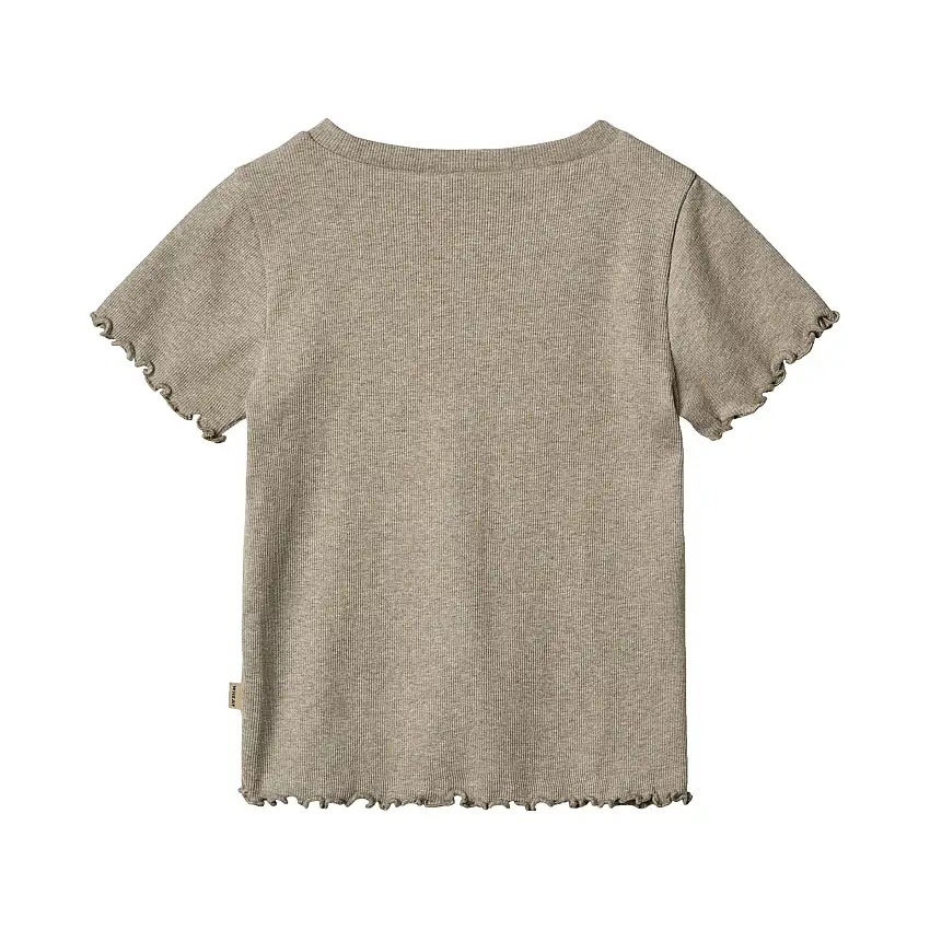 WHEAT Rib T-Shirt Short Sleeve Alicia Gravel Melange Str 98/ 3 år