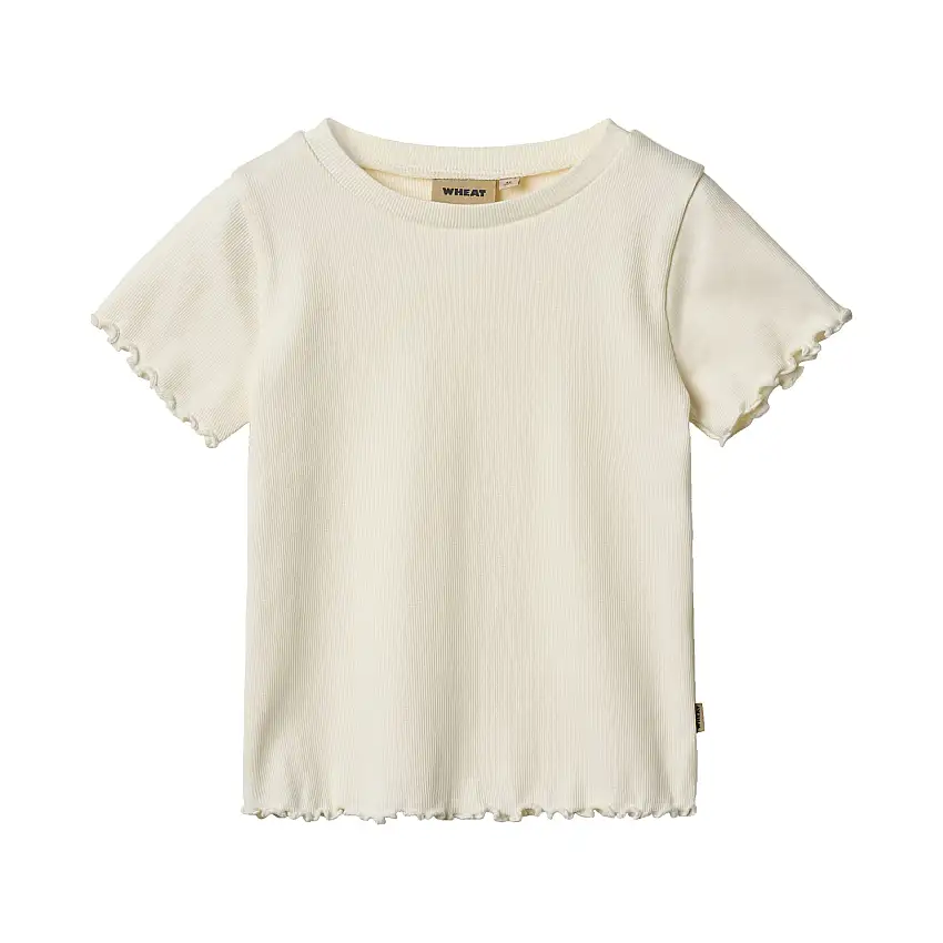 WHEAT Rib T-Shirt Short Sleeve Alicia Ivory Str 104/4 år