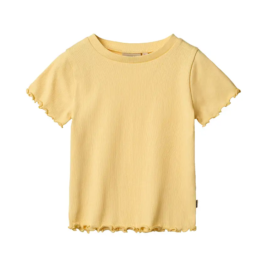 WHEAT Rib T-Shirt Short Sleeve Alicia Golden Yellow Str 116/6 år