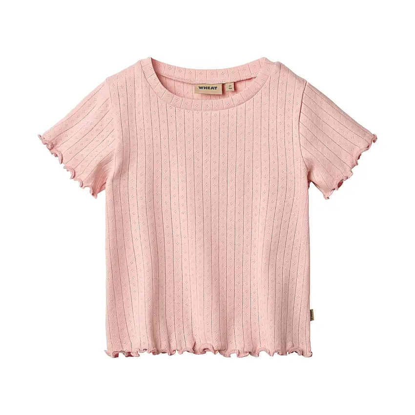 WHEAT Rib T-Shirt Short Sleeve Irene Rose Sprinkle Str 110/5 år