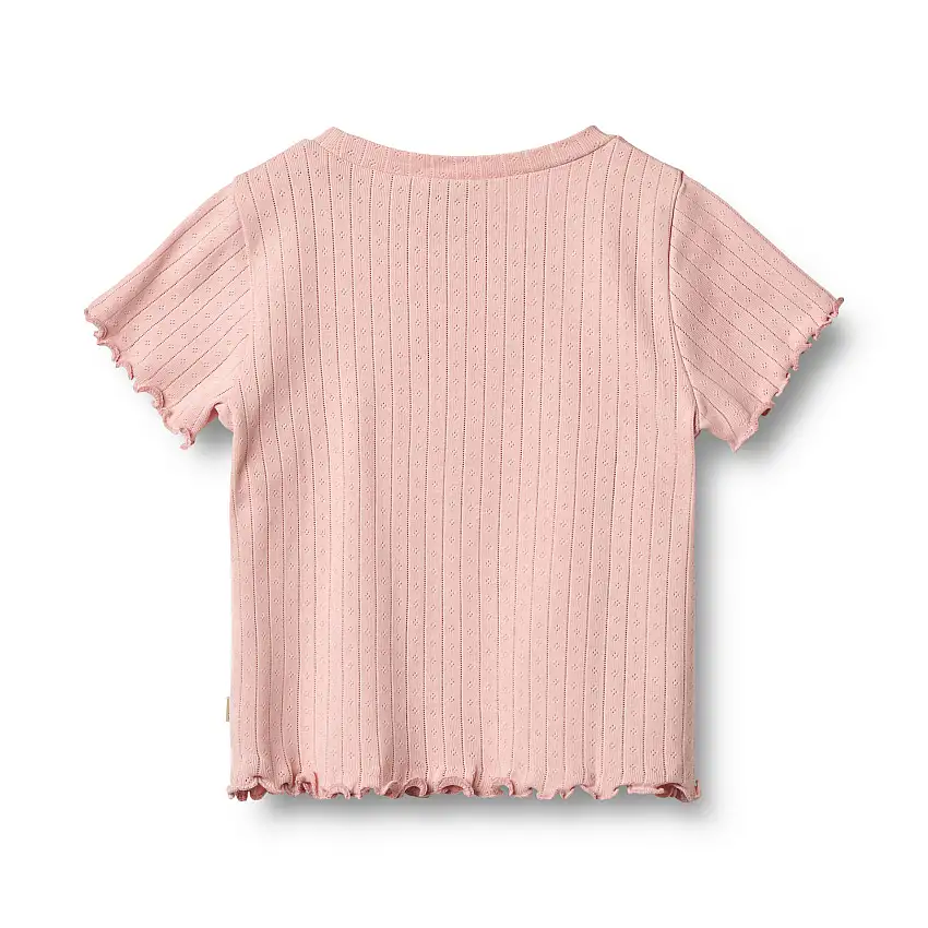 WHEAT Rib T-Shirt Short Sleeve Irene Rose Sprinkle Str 122/7 år