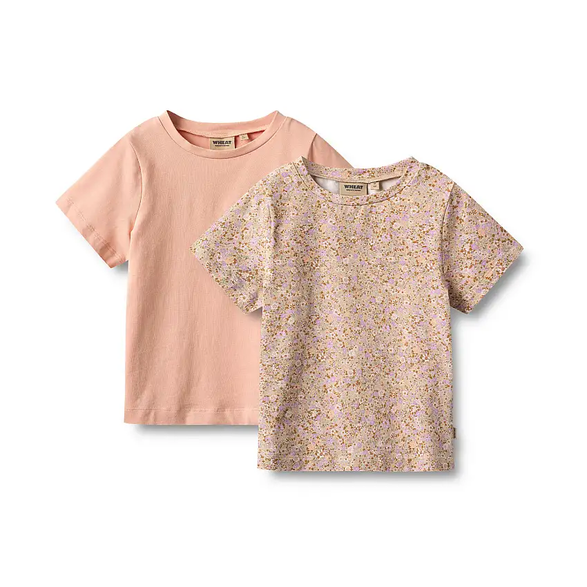 WHEAT T-Shirt Short Sleeve Manna 2-pak Lilac Flower Meadow Str 98/ 3 år