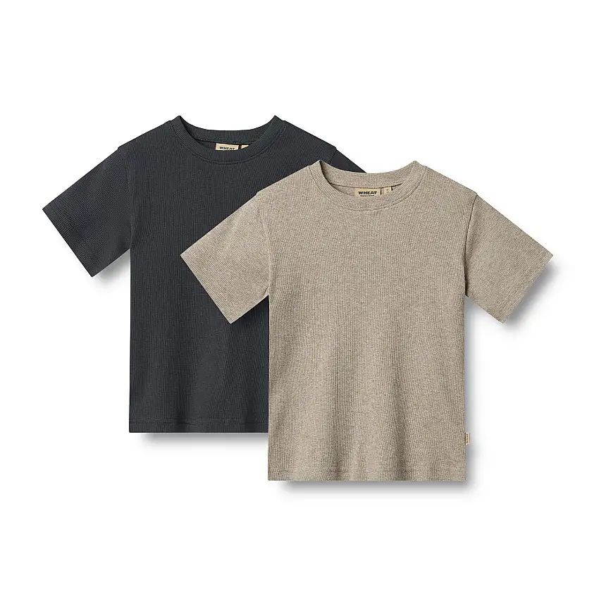 WHEAT Rib T-Shirt Short Sleeve Fabian 2-pak Navy Str 140/10 år