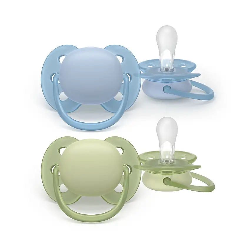 Philips Avent Pacifier ultra soft, 0-6m, Grøn / Blå