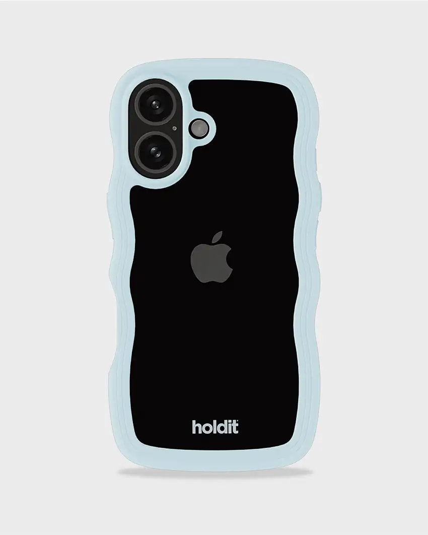 HOLDIT Wavy Case iPhone 16 Mineral Blue/Transparent