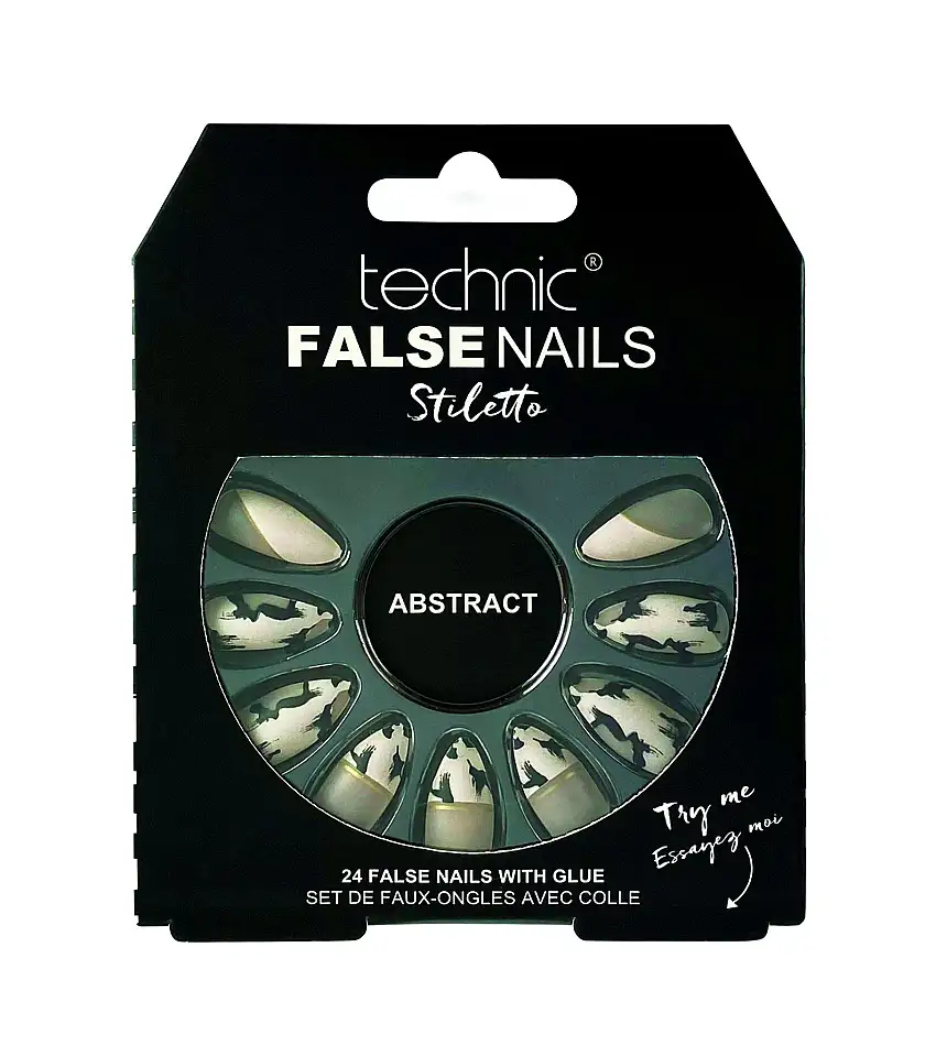 Technic False Nails Stiletto Painted Abstract 24 stk