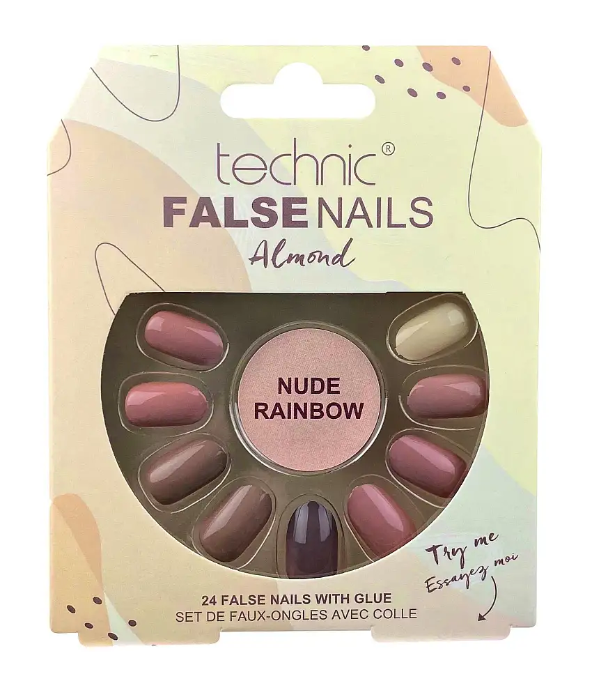 Technic False Nails Almond Nude Rainbow 24 stk
