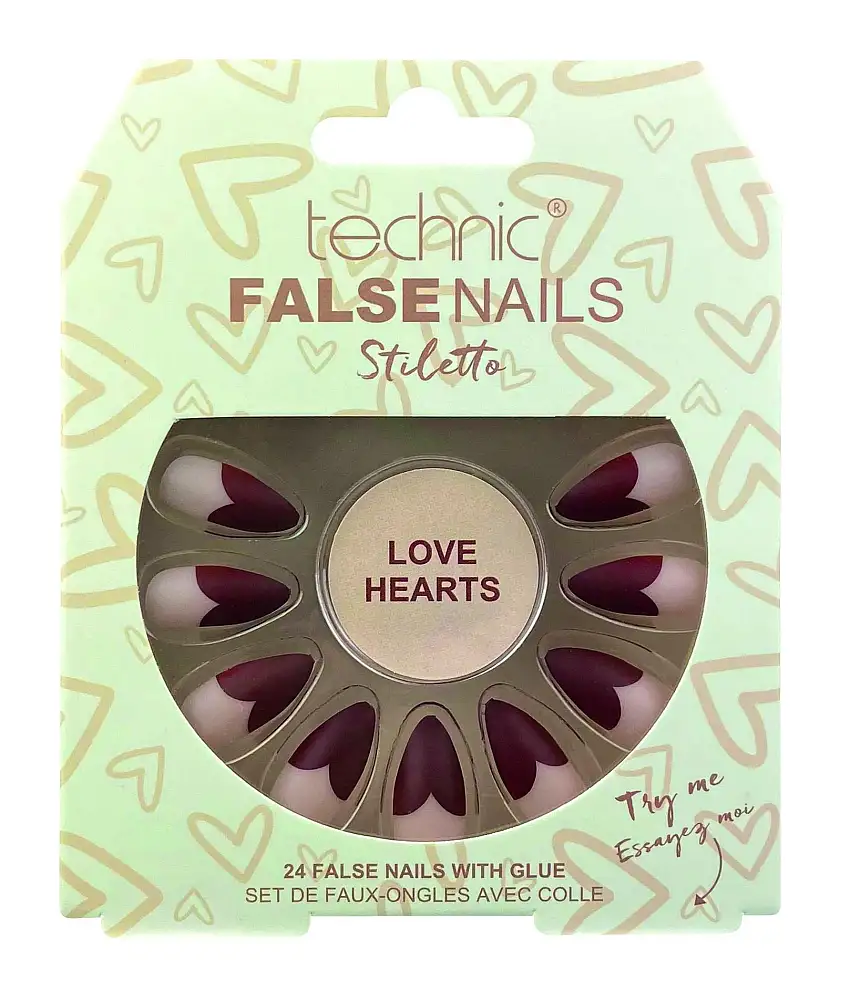 Technic False Nails Stiletto Love Hearts 24 stk
