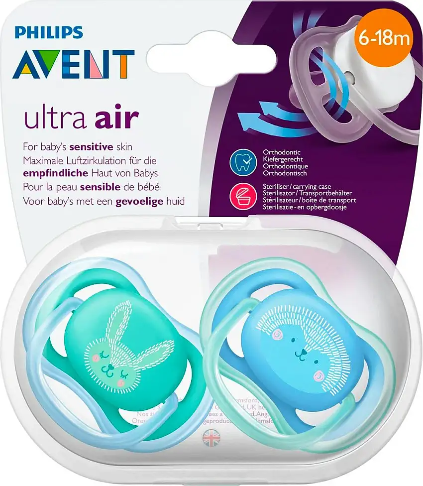 Philips Avent Sut Ultra Air Mix Blå & Grøn 6-18m 2 stk