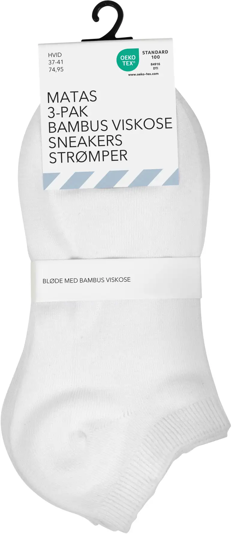 Matas Striber Bambus Viskose Sneakers 3-pak Hvid 37-41