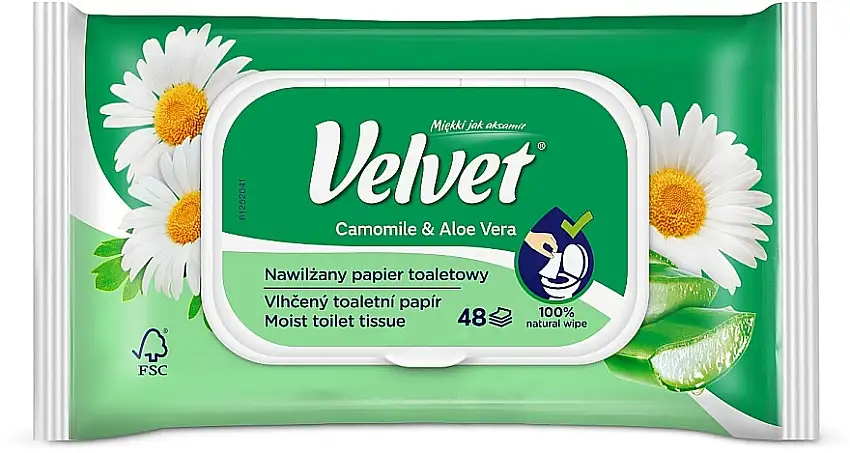 Fugtigt toiletpapir "Kamille og aloe", 48 stk 80874338