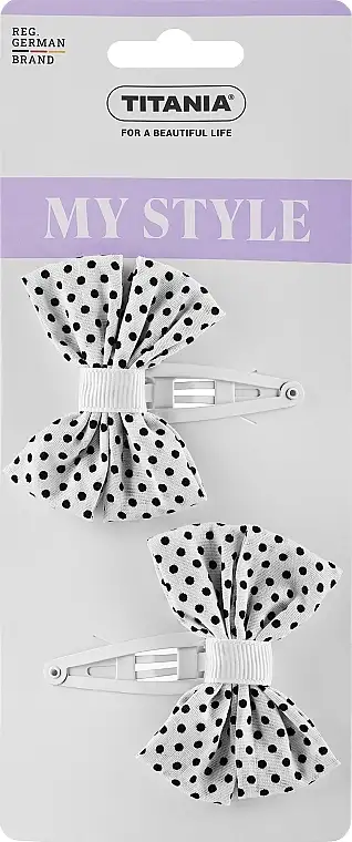 Hårspænde 'Sommerfugl', hvide med sorte prikker, 2 stk 93508122