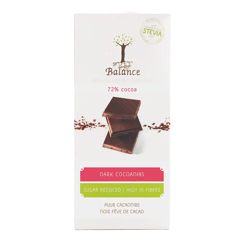 Stevia Balance Plade Mørk Kakonibs (85 g)