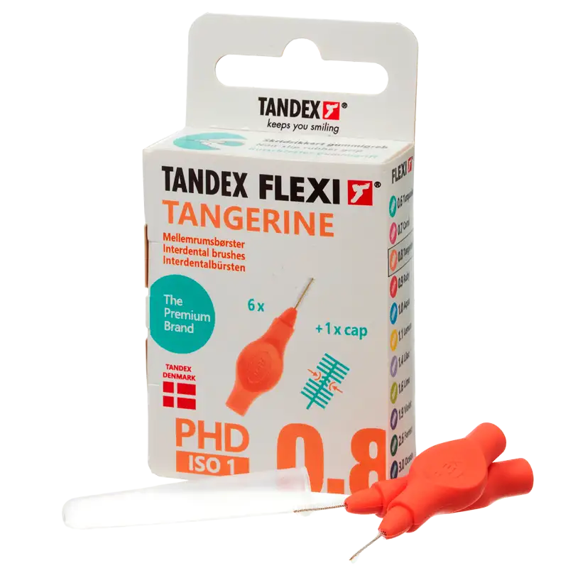 TANDEX Flexi Mellemrumsbørste Tangerine PHD 0.8/ISO 1 (6 stk)