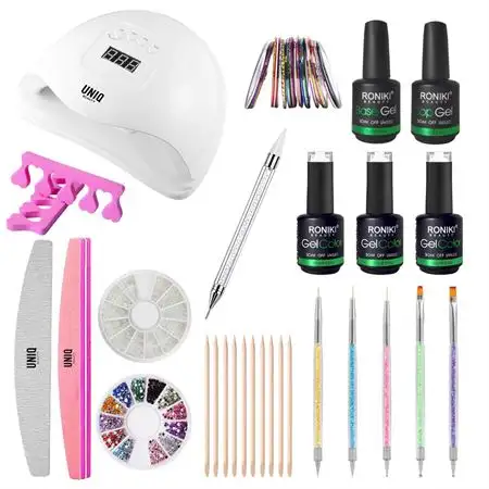 UNIQ Nail Starter Kit - Pro Gellak sæt med 80W negletørrer med display, farver og tilbehør (CA-01 Limited Edition)