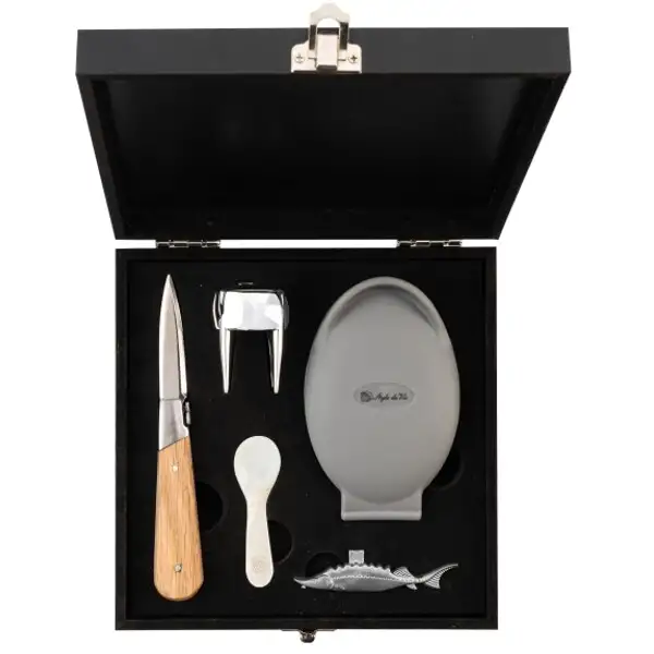 Østerskniv luksus med tilbehør Laguiole Eg