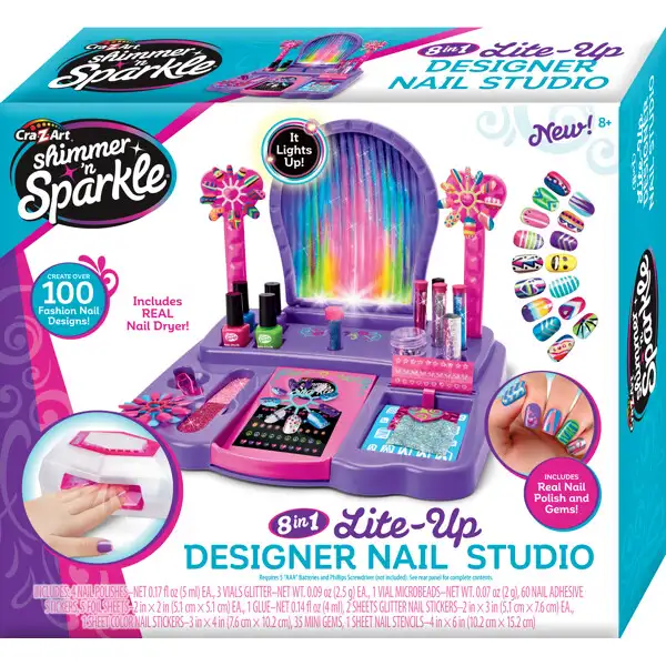 Shimmer n' Sparkle 8-i-1 Neglesalon med Tørrer