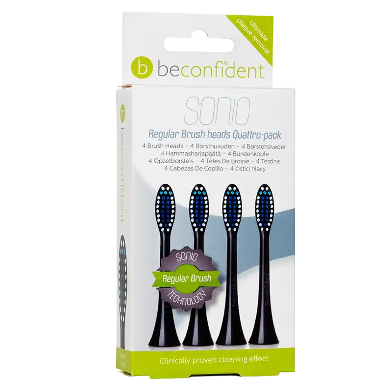 Beconfident Sonic Toothbrush Heads Regular Black (4 stk)