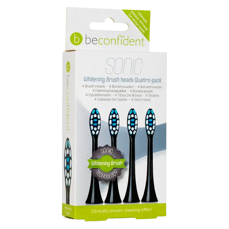 Beconfident Sonic Toothbrush Heads Whitening Black (4 stk)