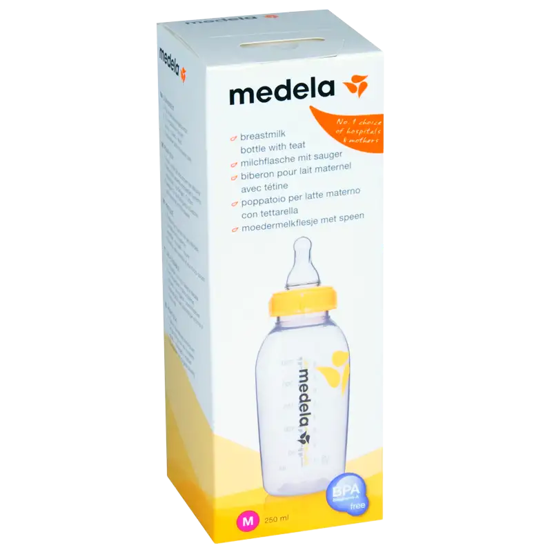 Medela Brystmælksflaske Med Flaskesut M (1 stk)