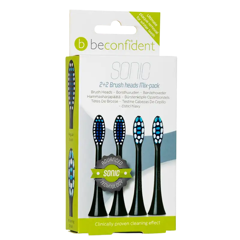 Beconfident Sonic Toothbrush Heads Mix Pack Black (2 x 2 stk)