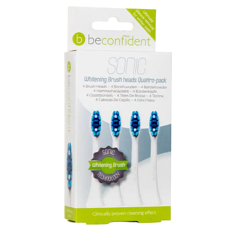 Beconfident Sonic Toothbrush Heads Whitening White (4 stk)