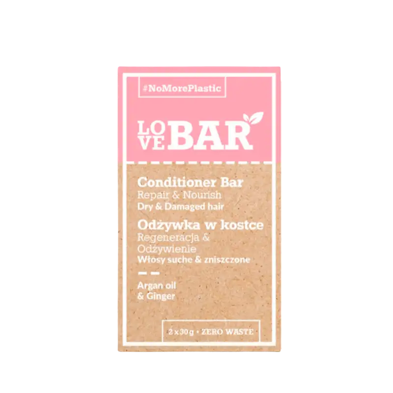 Love Bar Conditioner Bar Repair & Nourish Dry & Damaged Hair Argan Oil & Ginger (2 x 30 g)