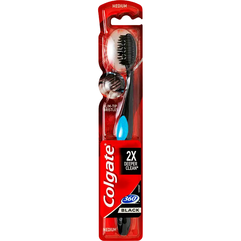Colgate 360 Black Medium Tandbørste (1 stk)
