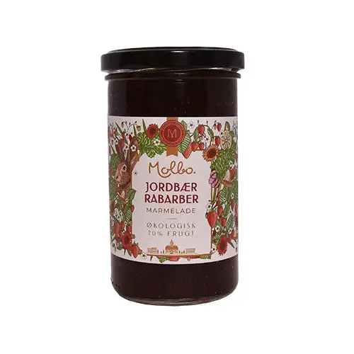 Jordbær & Rabarber Marmelade Molbo, Økologisk | 290 gr
