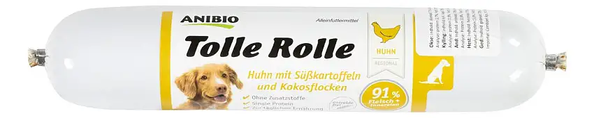 Anibio Tolle Rolle skærepølse m. kylling, 91% kød - 400g.