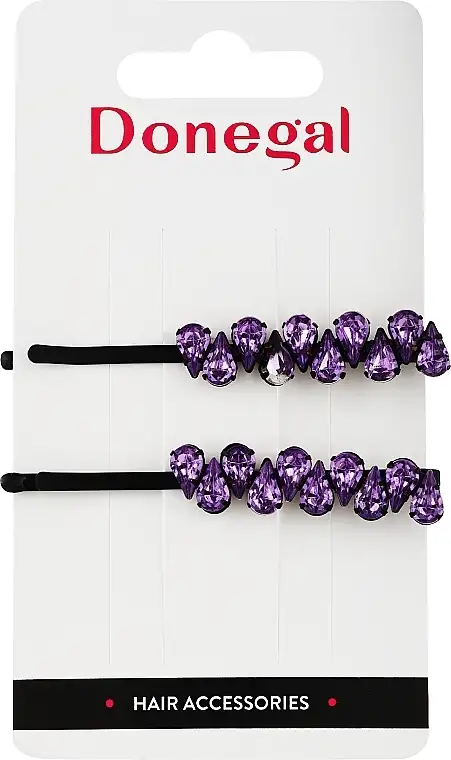 Sort hårspænder FA-5693+1 med lilla dråbeformede sten 14901132
