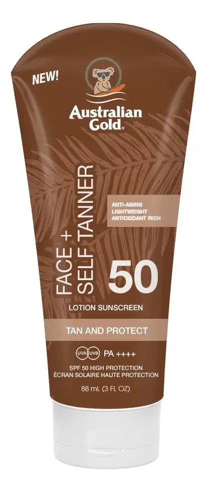 Australian Gold Face + Self tanner Lotion Sunscreen SPF50 - 88 ml.