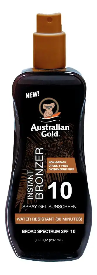 Australian Gold Lotion Sunscreen Spray with bronzer SPF10 - 237 ml.