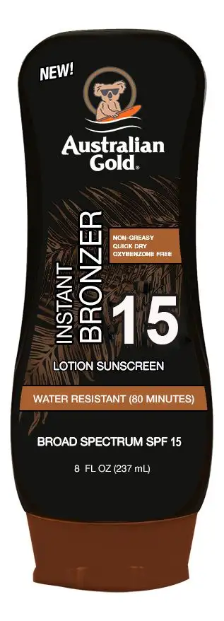 Australian Gold Lotion Sunscreen with bronzer SPF15 - 237 ml.